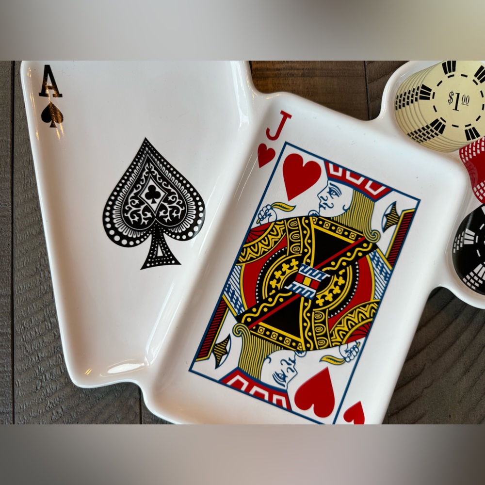 Luminarc Casino Night Blackjack Divided Serving Tray. Perfect For Game Night! - Picture 2 of 9